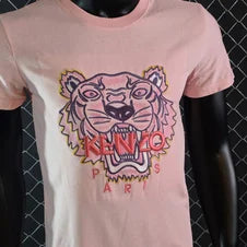 Camiseta Kenzo rosa logo azul logo rosa