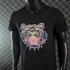 Camiseta Kenzo negro logo rosa y beige