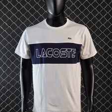 Camiseta lacoste blanco logo blanco detalles negro