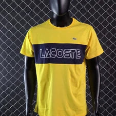 Camiseta lacoste amarilla logo blanco detalles negro