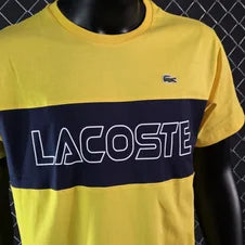 Camiseta lacoste amarilla logo blanco detalles negro