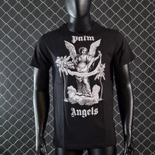 Camiseta palm angels negro logo blanco angel