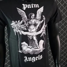 Camiseta palm angels negro logo blanco angel