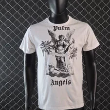 Camiseta palm angels blanca logo negro angel