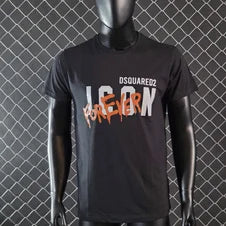 Camiseta DSQUARED2 negra logo blanco y naranja
