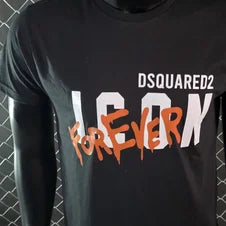 Camiseta DSQUARED2 negra logo blanco y naranja