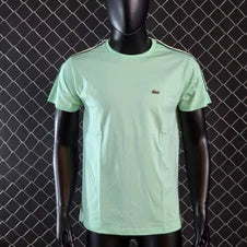Camiseta lacoste verde claro logo verde linea verde y blanca