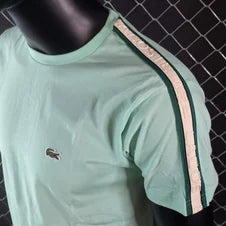 Camiseta lacoste verde claro logo verde linea verde y blanca