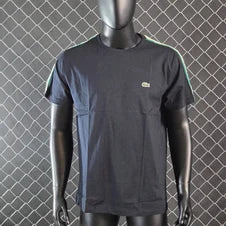 Camiseta lacoste negro logo verde linea verde y blanca