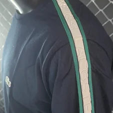 Camiseta lacoste negro logo verde linea verde y blanca