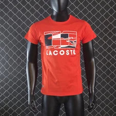 Camiseta lacoste rojo logo blanco detalles negros
