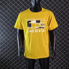 Camiseta lacoste amarillo logo blanco detalles negros