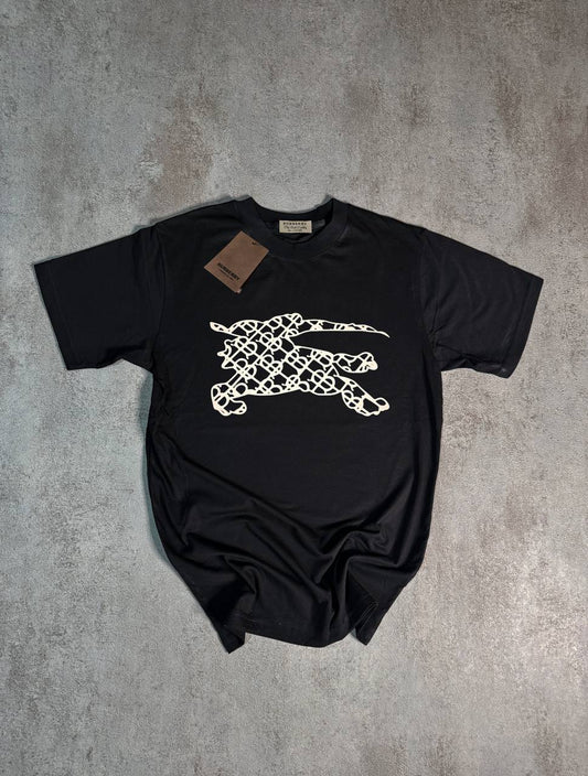 Camiseta Burberry negro logo blanco caballo logos pequeños