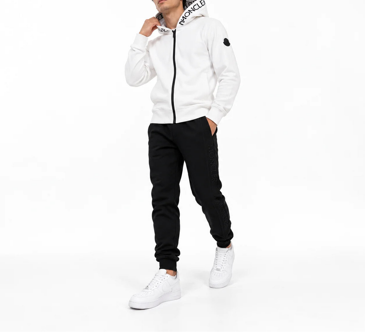 Chándal moncler blanco logo negro