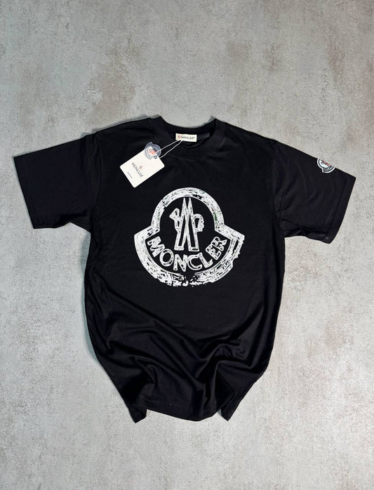 Camiseta Moncler negro logo blanco graffiti