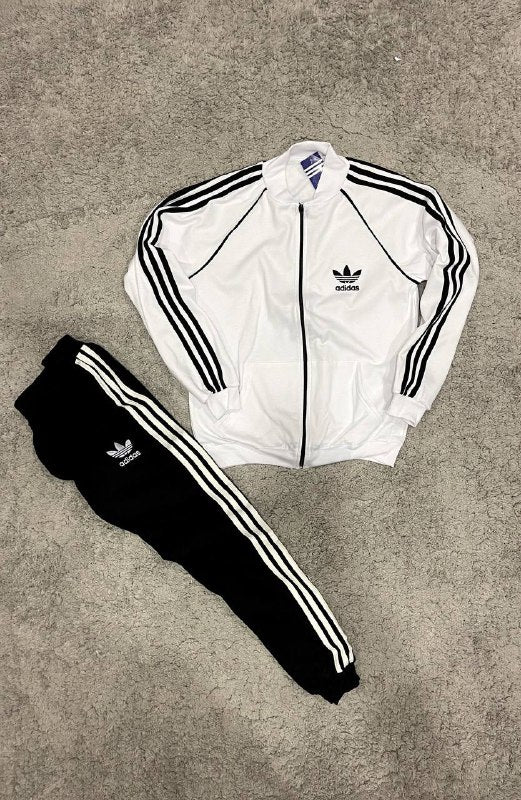 CHANDAL ADIDAS BLANCO Y NEGRO LOGO NEGRO