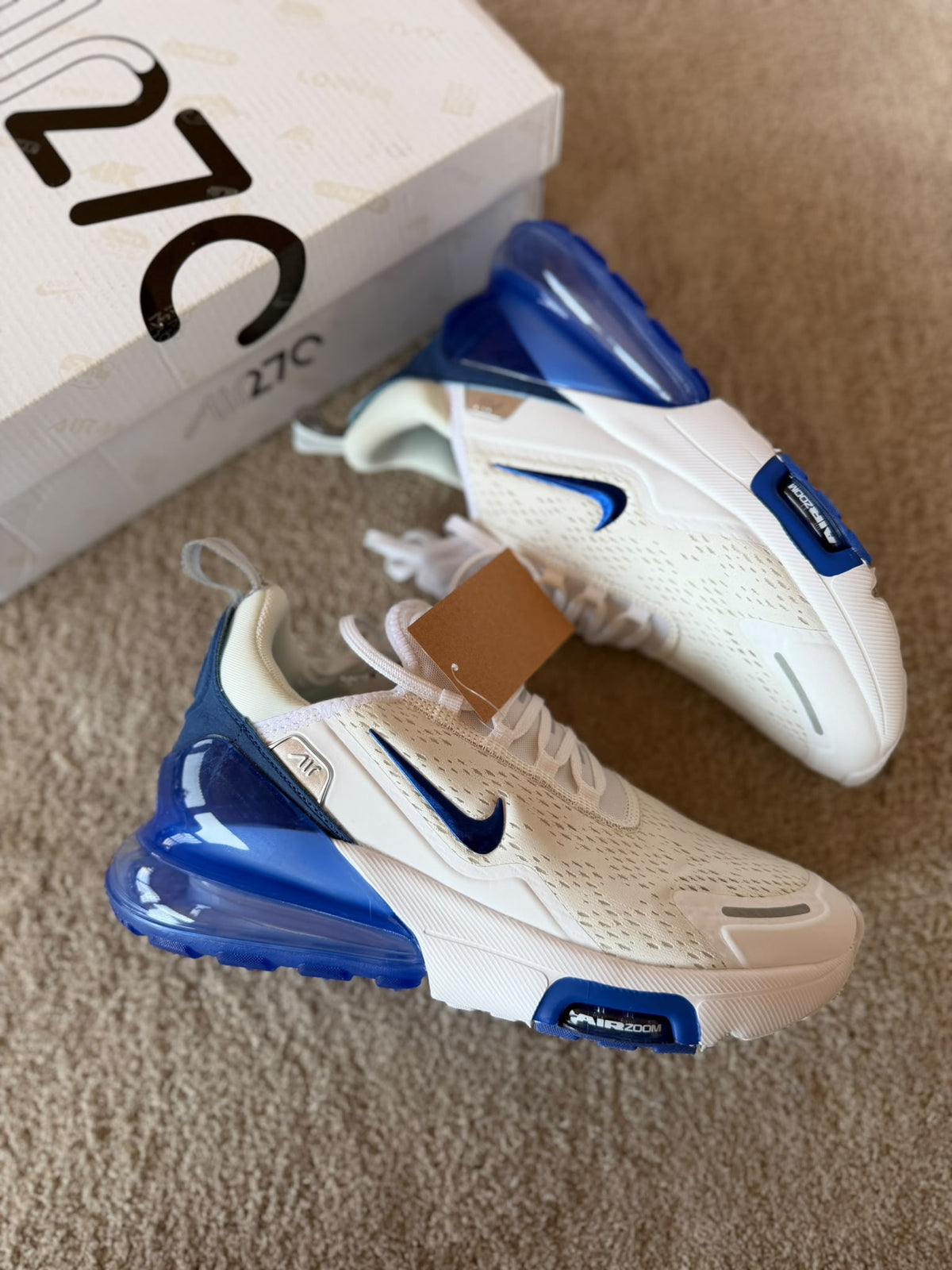 Air max 270 blanca logo azul