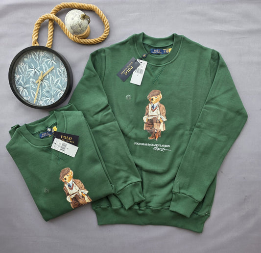Sudadera ralph lauren verde logo blanco oso