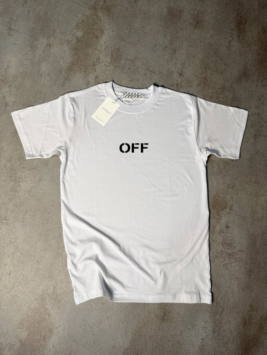 Camiseta off white blanca logo grande esqueleto
