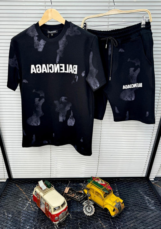 Conjunto BALENCIAGA negro y gris logo blanco