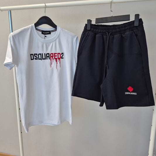 Conjunto DSQUARED2 blanco logo negro y rojo