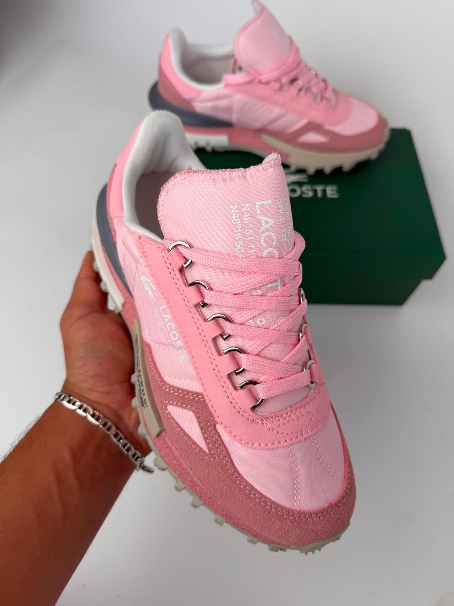 Zapatillas Lacoste Elite Active rosa detalles grises