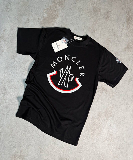 Camiseta Moncler negro logo blanco y rojo