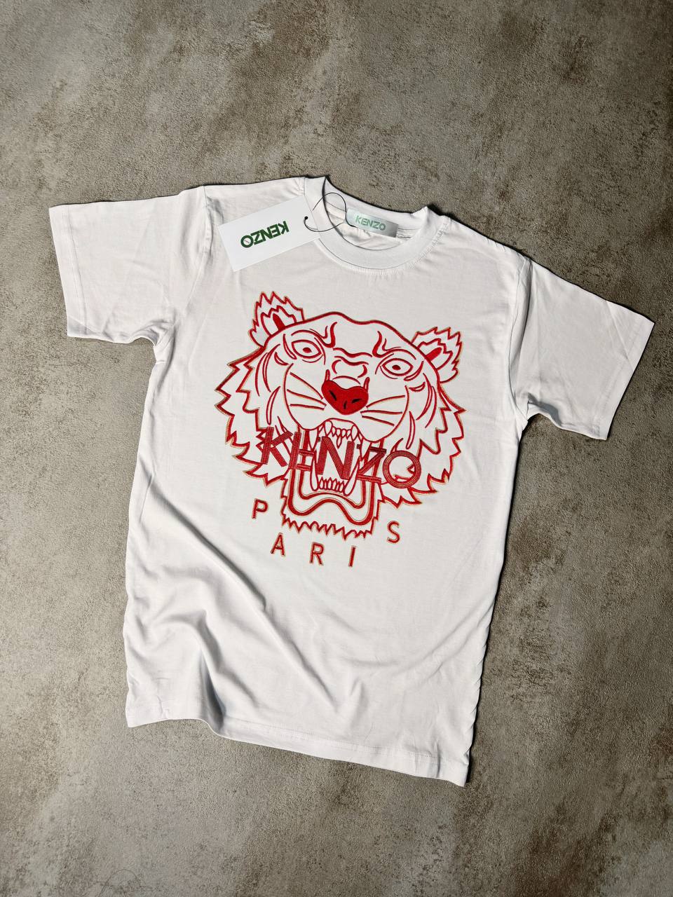 Camiseta Kenzo blanco logo rojo