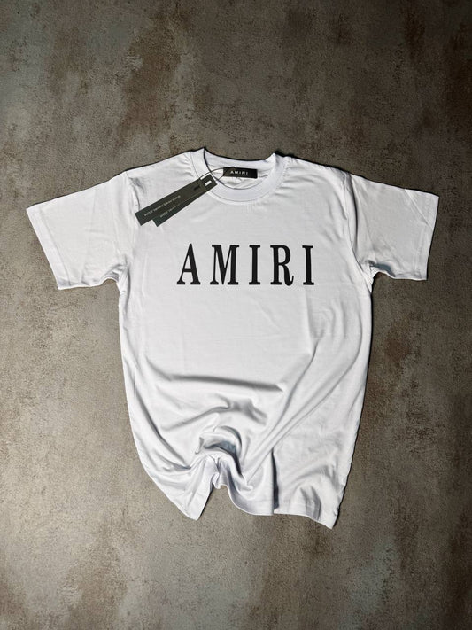 Camiseta Amiri blanco logo letras negro