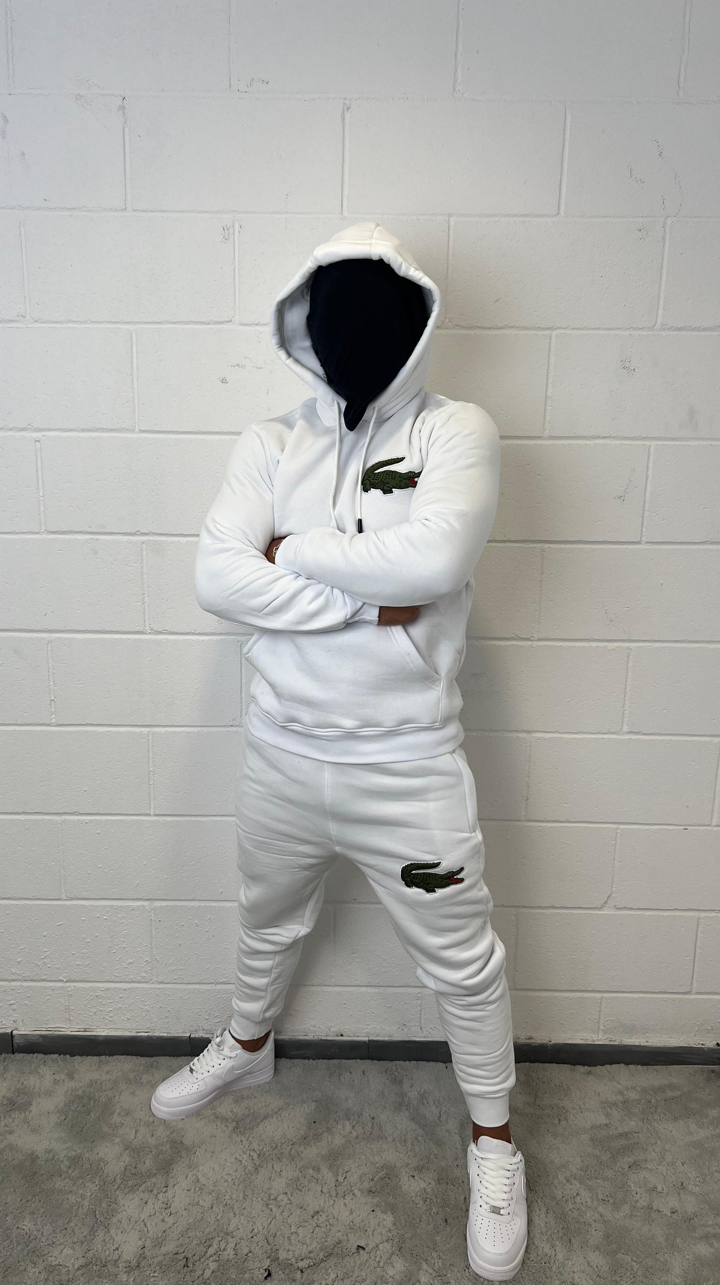 Chandal Lacoste blanco logo verde grande