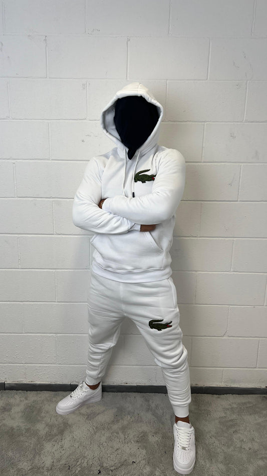 Chandal Lacoste blanco logo verde grande