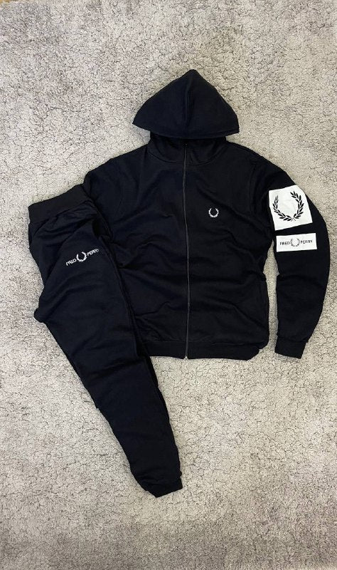 CHANDAL FRED PERRY NEGRO LOGO BLANCO CREMALLERA