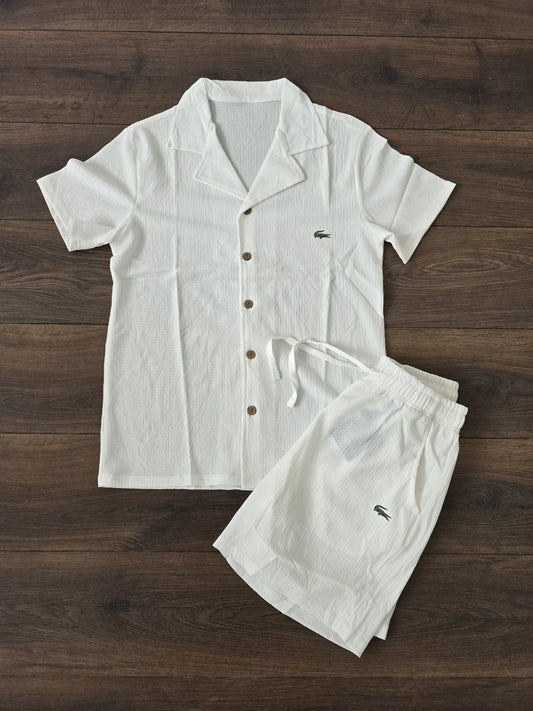 Conjunto verano camisa lacoste blanca