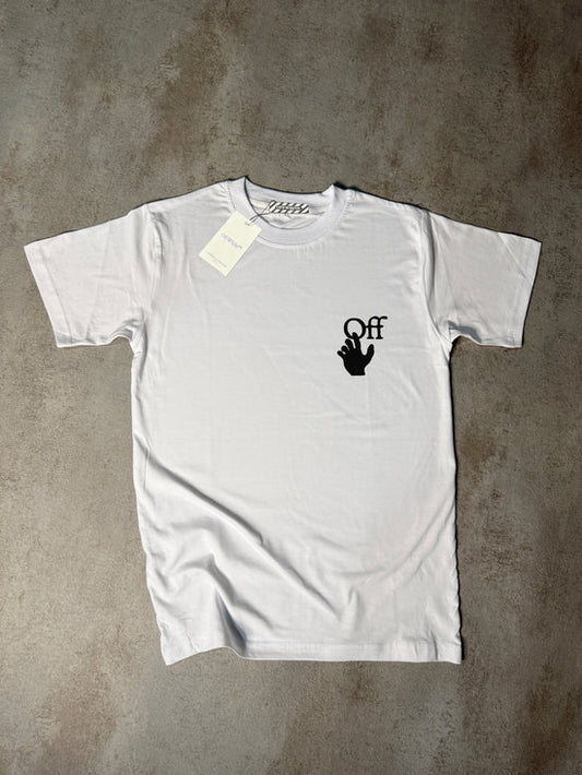 Camiseta off white logo mano blanco logo grande negro