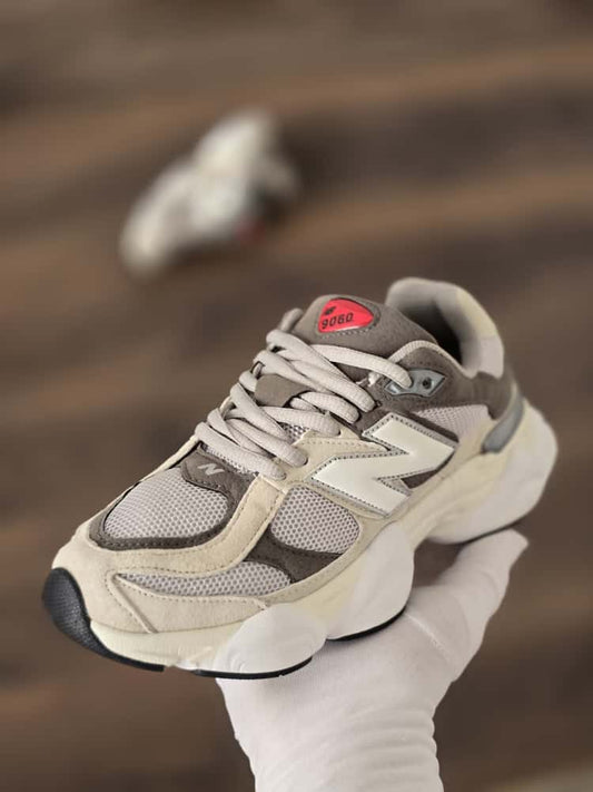 New balance 9060 Blanca gris logo rojo