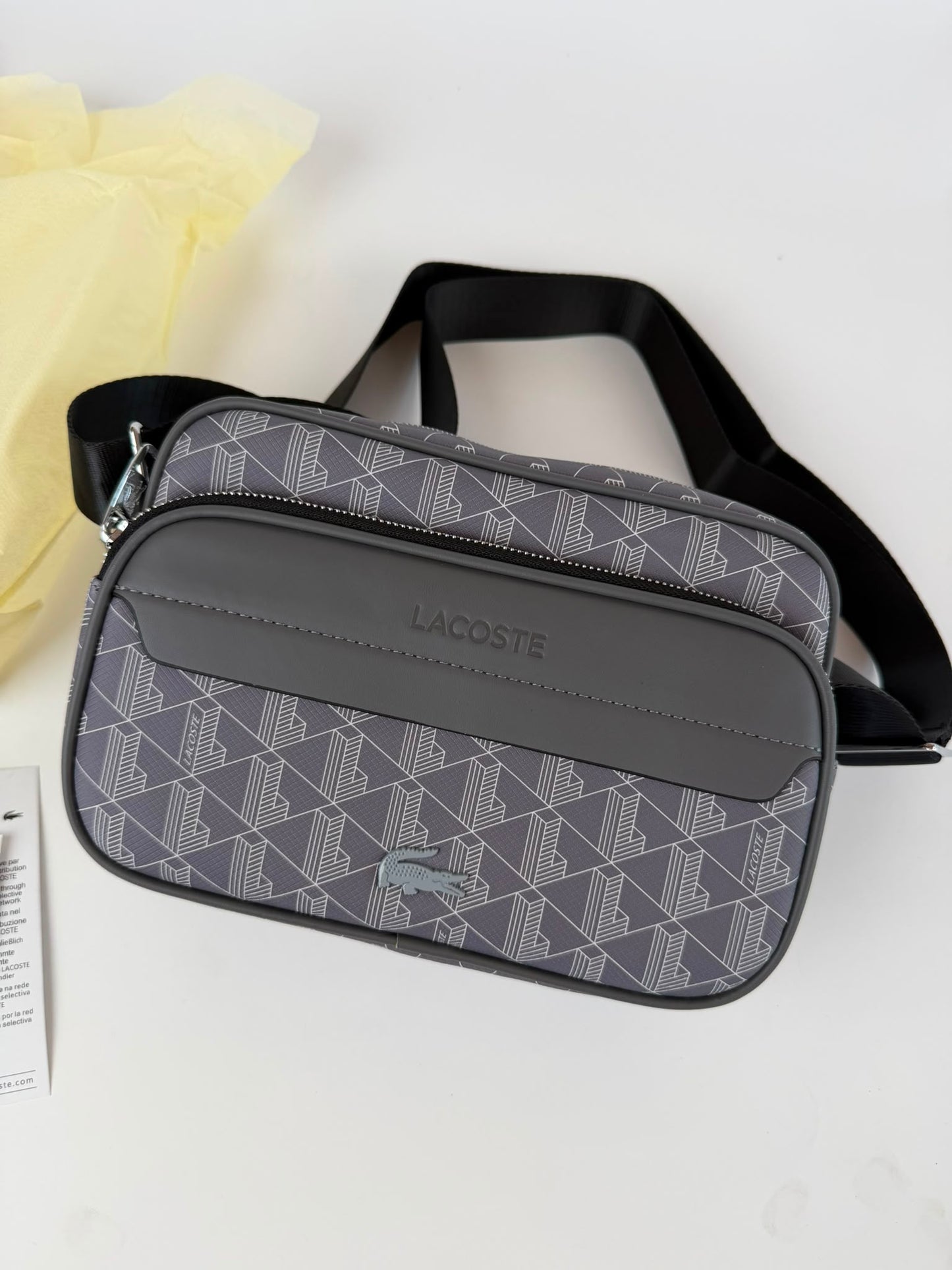 Bandolera Hombre Lacoste azul y negra