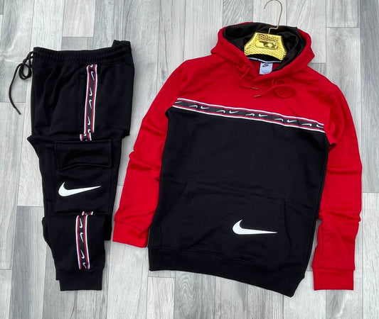 Chandals nike negro rojo logos pequeños