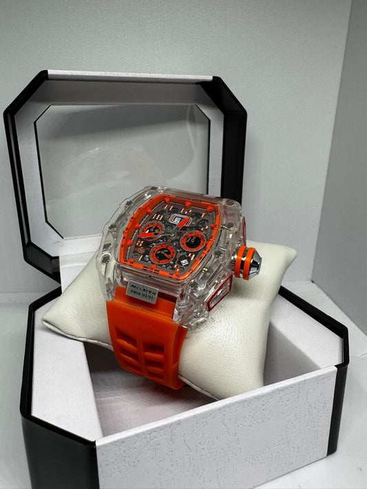 RELOJ RICHARD MILLE NARANJA Y GRIS NEGRO