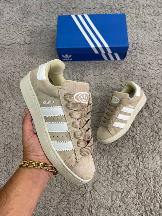 ADIDAS CAMPUS beige logo blanco