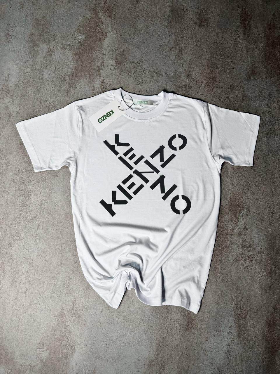 Camiseta Kenzo blanco logo negro doble