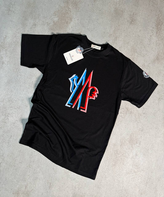 Camiseta Moncler negro logo rojo y azul