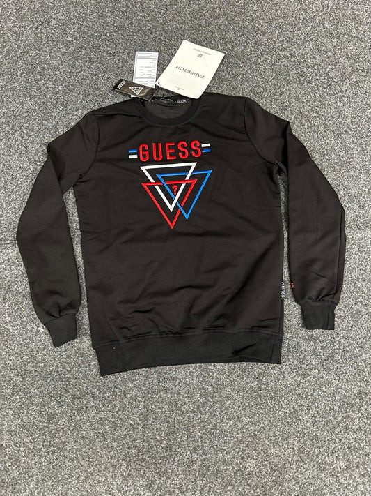 Sudadera Guess negra logo rojo