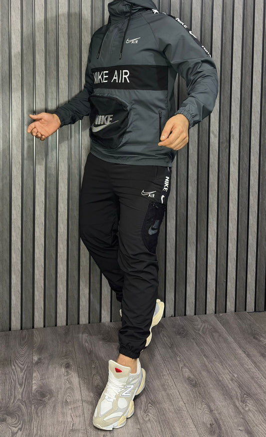 Chandal nike gris y negro logo blanco