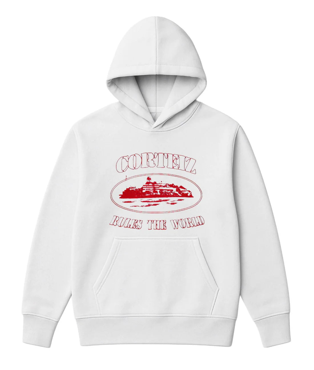 Sudadera CORTEIZ blanco logo rojo
