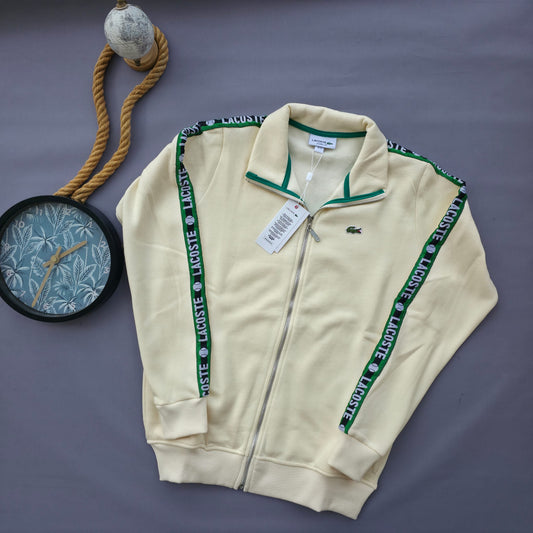 Chaqueta lacoste beige logo verde detalles verdes