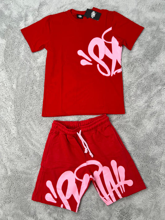 Conjunto corto syna rojo logo rosa