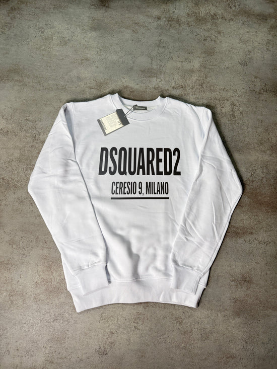 Sudadera DSQUARED blanco logo negro milano