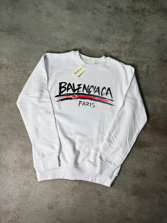 Sudadera BALENCIAGA blanco logo negro detalles rojos