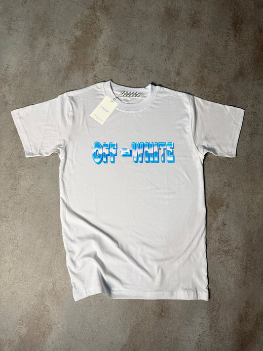 Camiseta off white blanca logo azul