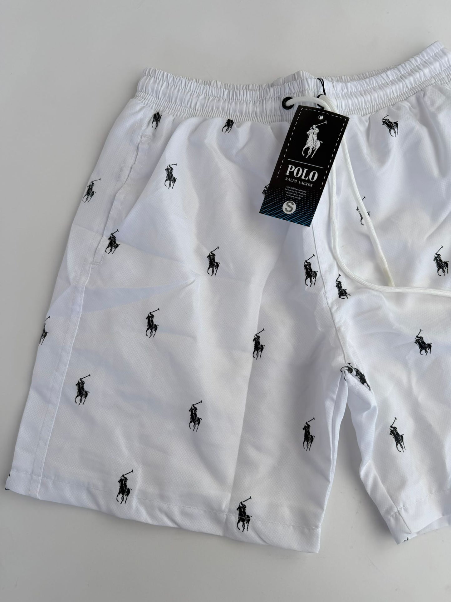Pantalon Corto Ralph Lauren blanco logo negro